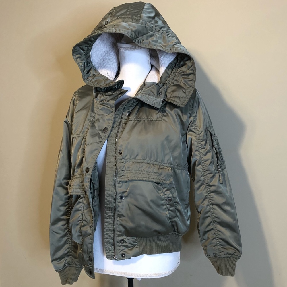 AE green winter utility jacket fleece hooded